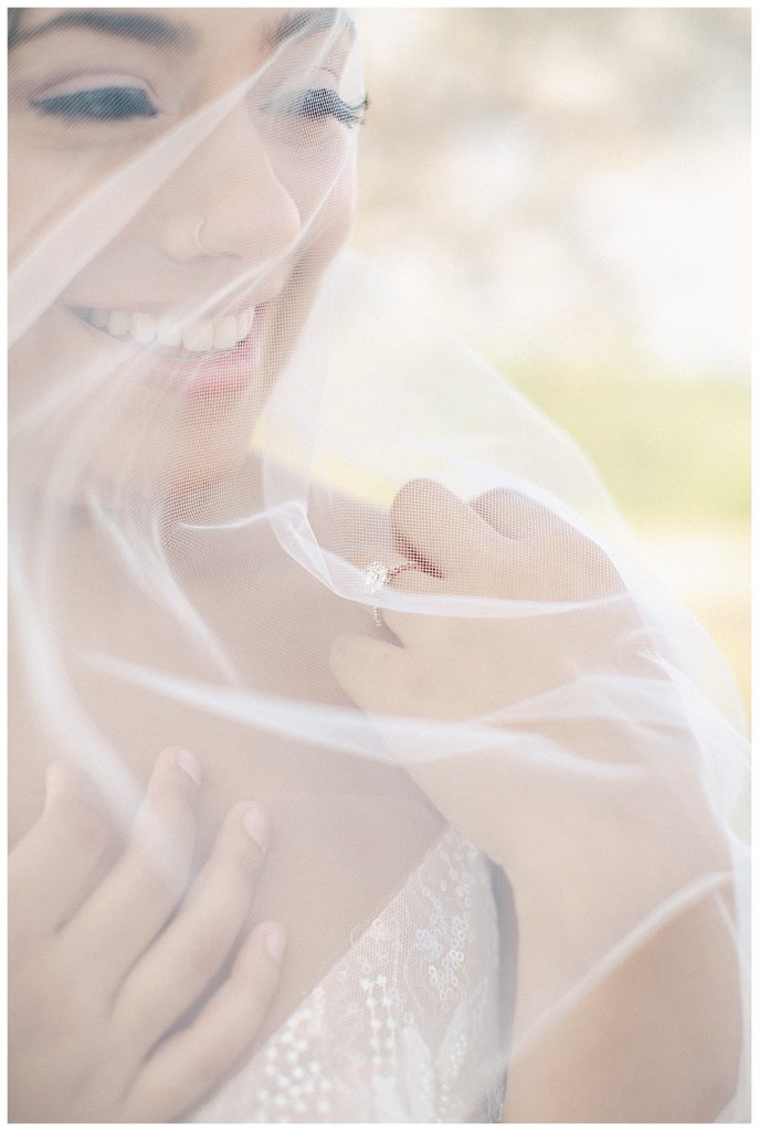 bride with a veil over her face