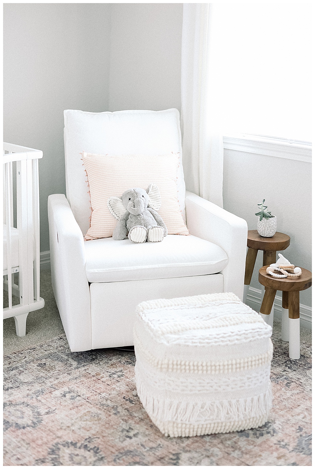 Baby rocking chair with a ottoman