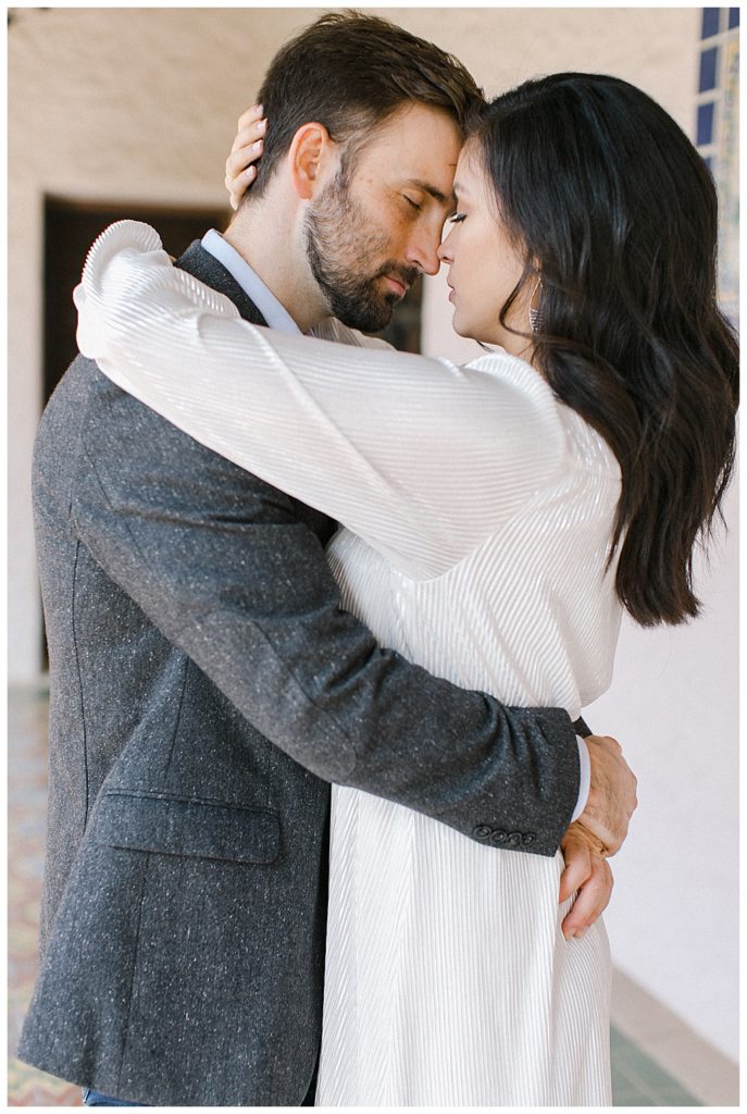 modern couple hugging each other