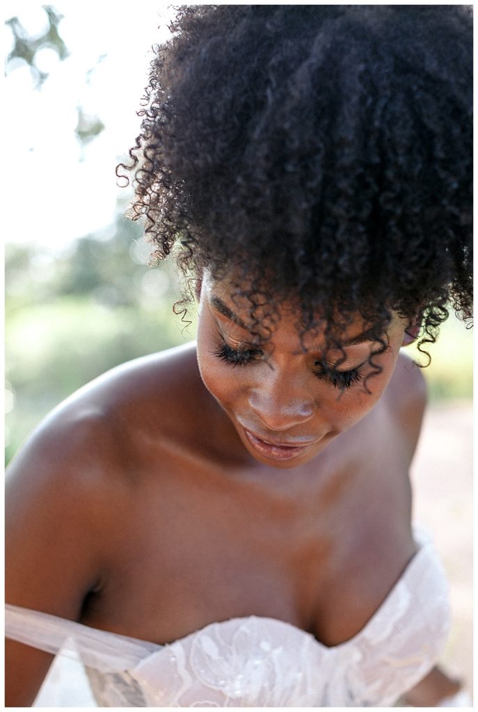 African American bride natural hair hairstyle
