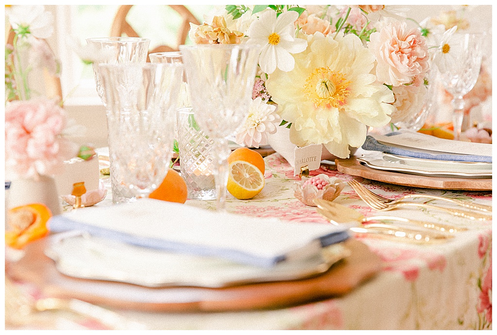 Spring wedding table arrangement
