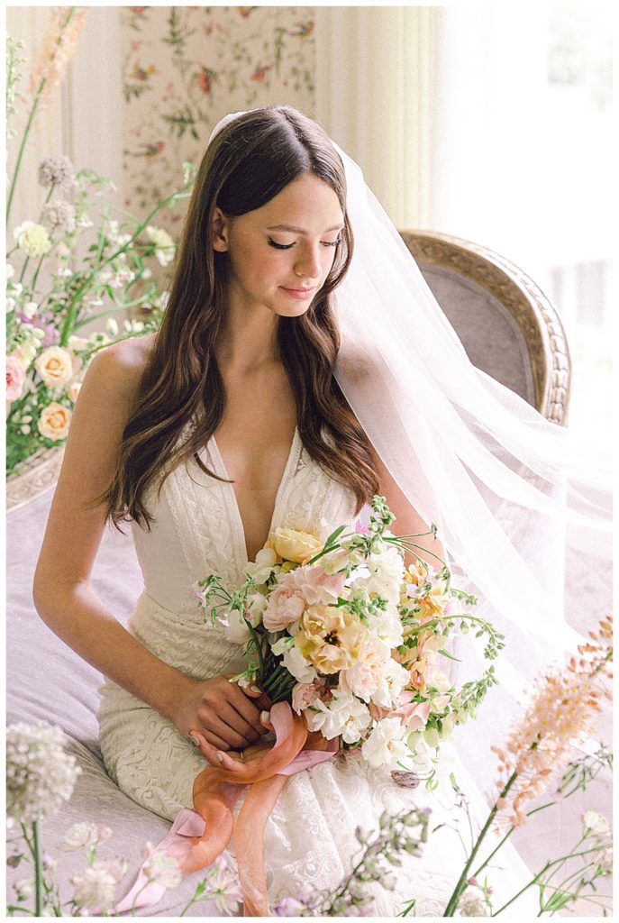 Bride with a spring bouquet
