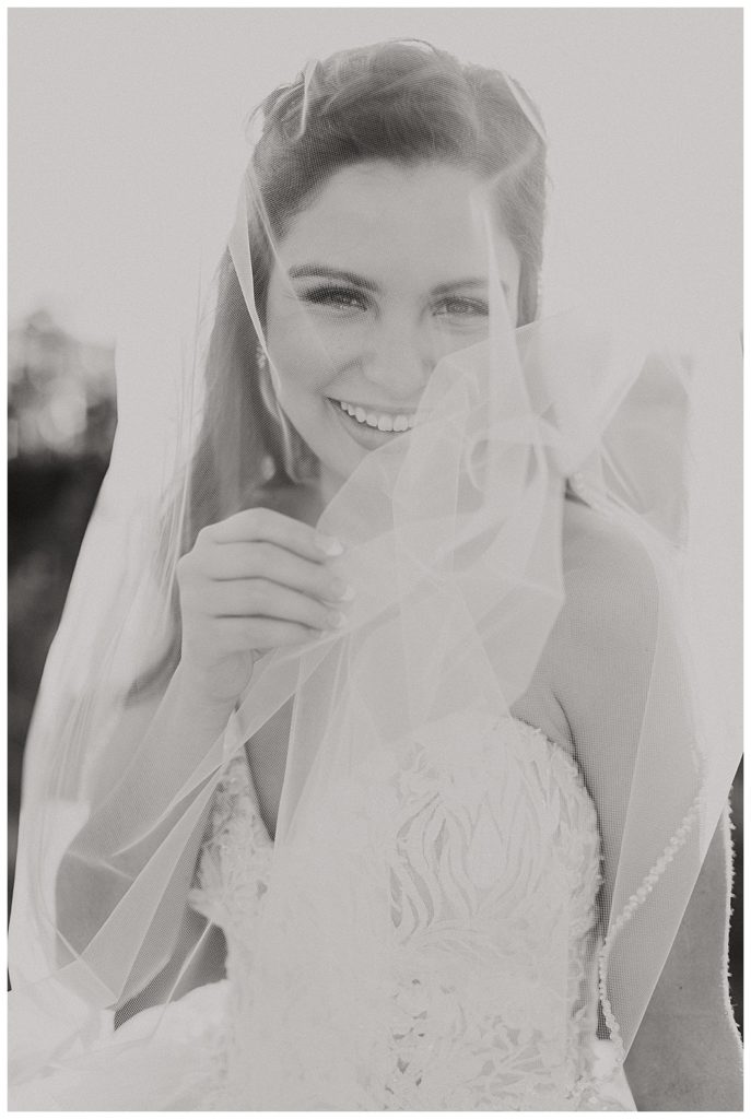 joyful black and white bridal portrait