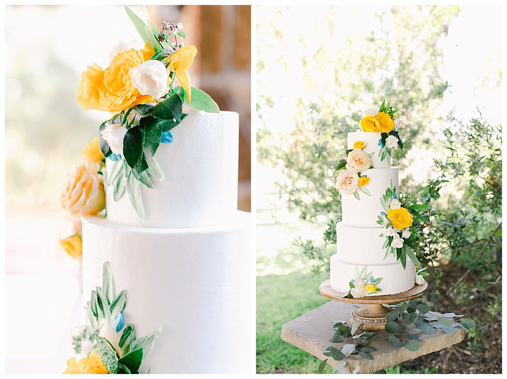 wedding wedding cake with yellow flowers
