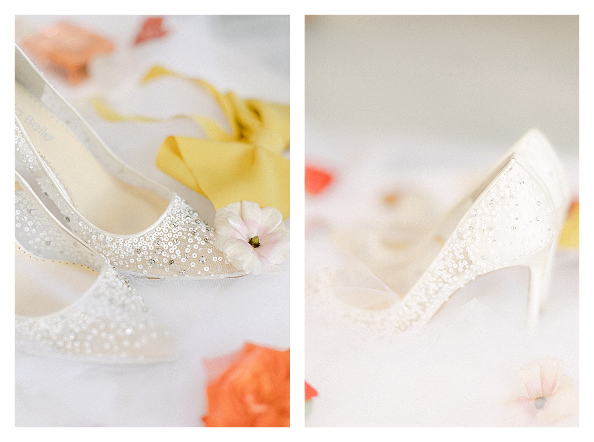 white bridal heels with sequins
