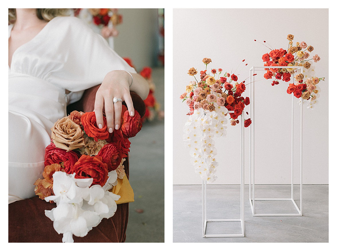 modern floral arrangements for weddings using bold colors