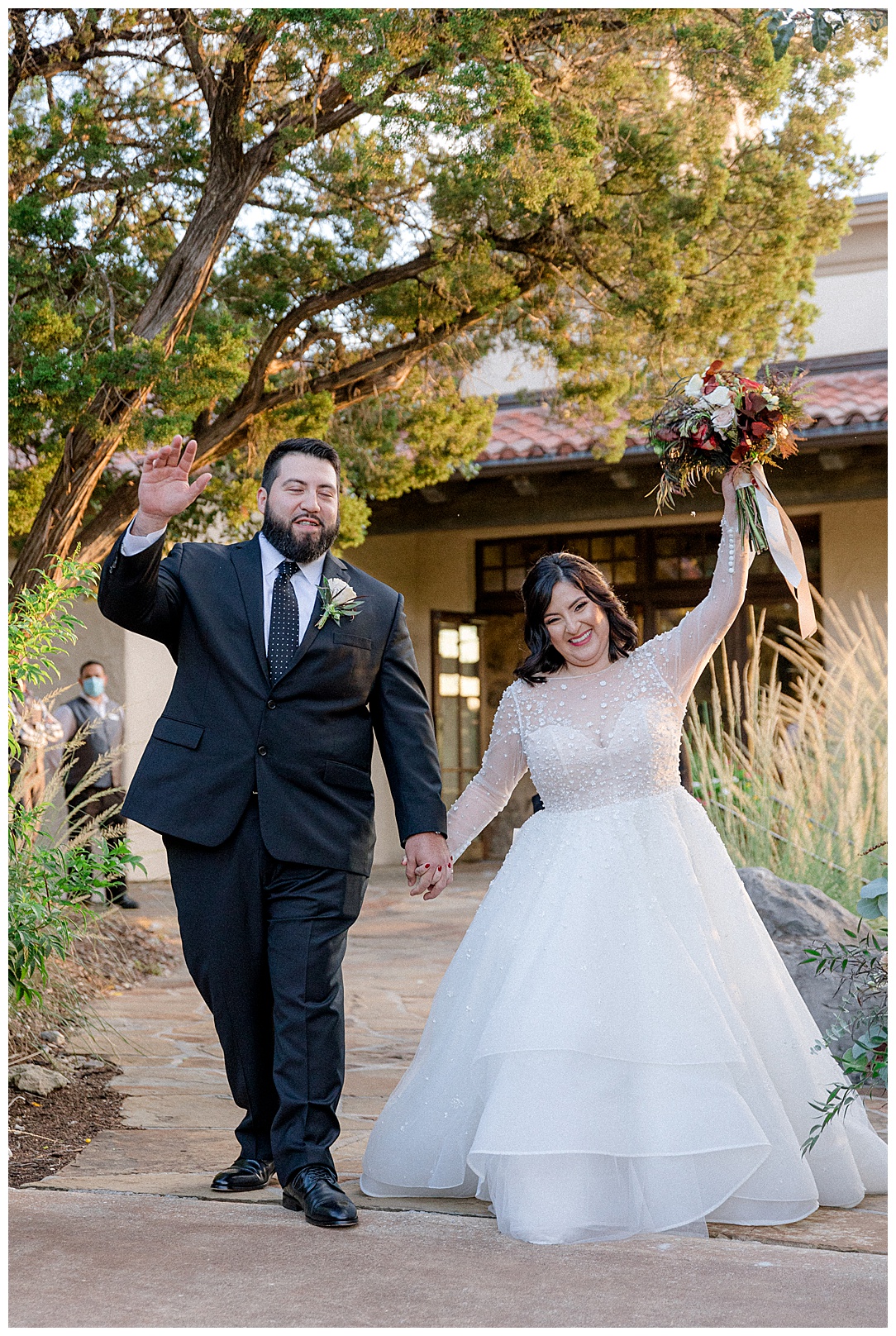 bride and groom entering reception at la contera resort 