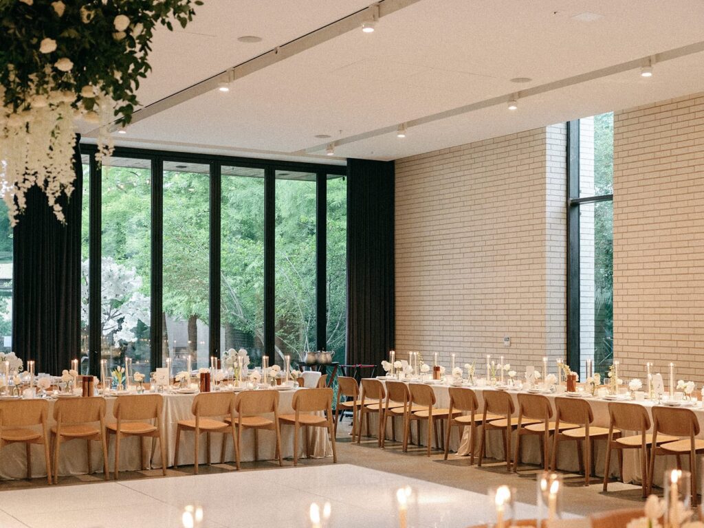 The reception space of a South Congress Hotel wedding.